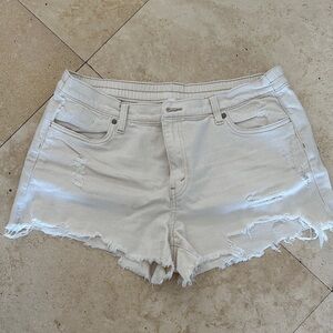 Aerie Light Tan Distressed Jean Shorts